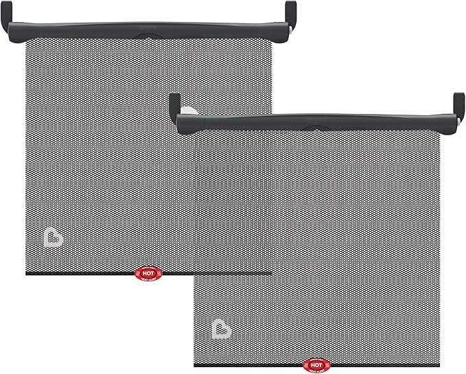 Brica Sun Safety Car Window Shade with Heat Alert, Helps Block UVA/UVB Rays, 2 Pack, Black