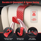 Car Seat Headrest Hook 4 Pack Hanger Universal Vehicle Car Storage Organizer for Handbag Purse Coat S Type Checkered Red