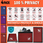 Faraday Bag for Phones & Key Fobs – RFID Shielding Privacy Pouch for Electronic Device Storage, Faraday Sleeve Variety Color Bundle (4 PACK - RAINBOW)