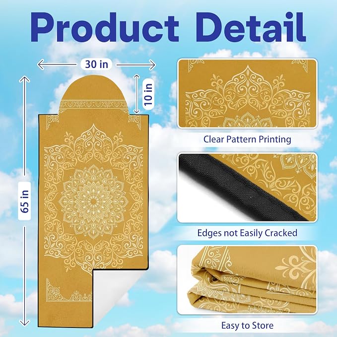 2 Pack Car Seat Towel Covers, Sweat-Proof Microfiber Seat Protectors for Gym, Running, Beach & Workout, Breathable Quick-Dry, Machine Washable, Gold Mandala Print, Universal Fit