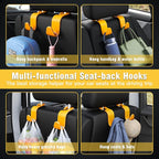 Car Seat Headrest Hook 4 Pack Hanger Universal Vehicle Car Storage Organizer for Handbag Purse Coat S Type Yellow