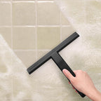JustHang Shower Squeegee for Glass Doors, All-One-Piece Award-Winning Silicone Squeegee with Built-in Hook for Bathroom, Window, Mirror, Tile Wall,Car, Streak-Free Cleaner Tool,10-Inch Black