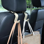 4-Pack 360° Rotating Car Headrest Hooks Vehicle Storage Organizer for Purses Handbags Groceries Coats – Holds 55lbs Simple Design with Clip Beige