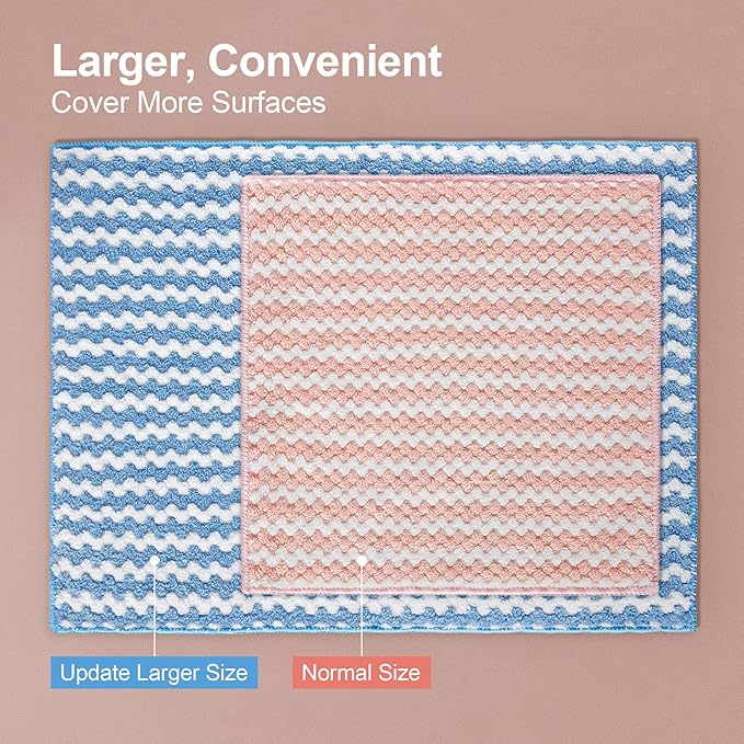 12 Pack Microfiber Cleaning Cloth, Larger Kitchen Towels, Dish Rags for Dish Drying Washing, Absorbent Streak Free Lint Free Rags for Cleaning - 11.81" x 15.75"