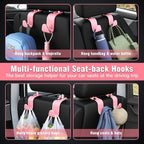 Universal Car Headrest Hooks, Car Organizer Hanger Storage Hooks for Bag Purse Cloth Grocery (Pink Set of 4)