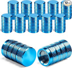 12PCS Tire Valve Stem Caps, Dust Proof, Anodized Aluminum Universal Tire Valve Stem Covers for Cars, SUV, Trucks, Bikes, Motorcycles, Bicycles(Light Blue)
