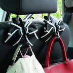 Car Seat Headrest Hook Cute Bowknot Vehicle Hanger Car Storage Organizer for Handbag Purse Coat Grocery Bag Black