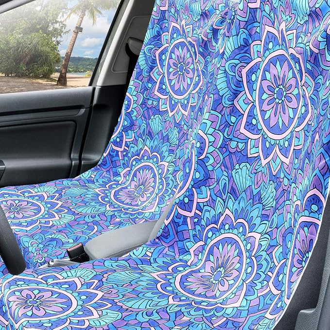 Car Seat Towel Covers with Storage Bag, 63 x 32 Inch Universal Non Slip Waterproof Sweat Protector for Car Truck, Gym Swimming Running, Machine Washable(2 Pack,Mandala)