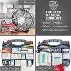 2-in-1 Car Emergency Kit | 12-FT Heavy-Duty Jumper Cables & 378-Piece Comprehensive Car First Aid Kit | Compact Roadside Auto Essentials for Vehicle Safety