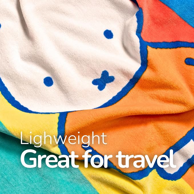Miffy Kids Cotton Beach Towel, 58 x 28 Inch, Soft & Absorbent Pool, Bath & Beach Towel (Officially Licensed Product) by