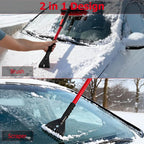 30-40" Extendable Aluminum Snow Brush & Ice Scraper 2-in-1 Winter Car Tool with Scratch-Free Bristles for Car SUV & Trucks, Red