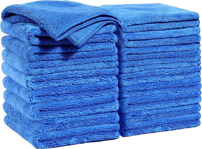 Microfiber Cleaning Cloths 18 Packs, 11.8" x 11.8" Blue Reusable Kitchen Towels, Lint-Free Cleaning Rags, Super Absorbent Cleaning Cloths for Kitchen, Car, and Household Cleaning