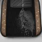 Bling Diamond Car Floor Mats, Shining Rhinestone Carpet Sparkly Glitter Crystal with Anti-Slip PVC Heel Pad Waterproof Universal Fit Automotive SUV,Sedan,Van,Cute Girl Women,4pcs Golden