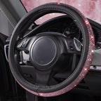 Bling Diamond Leather Steering Wheel Cover, Bling Sparkly Crystal Glitter Rhinestones Universal Fit 14" 1/2-15" Car Wheel Protect for Women Girl Fit Suvs,Vans,Sedans,Cars,Trucks, Pink Black