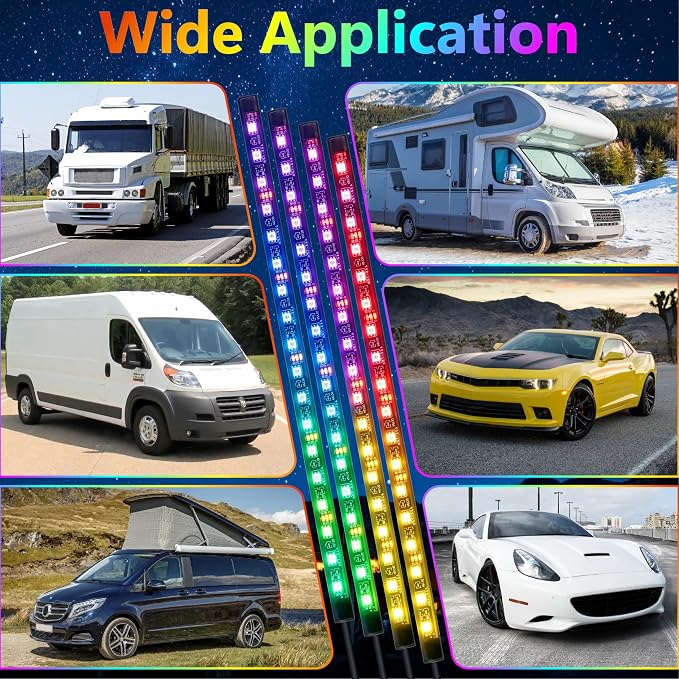 72 LED Lights for Car, 12V LED Strip Lights with Cigarette Lighter Adapter, App & Remote Control Music Sync Color Change, Interior Car Lights for Car Decor, Car Accessories for Women Men
