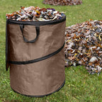 Outdoor Trash Can - 46-Gallon Collapsible Garbage Can with 3 Stakes - Pop Up Trash Can for Camping, Storage, or Yard Waste Outdoors (Beige)