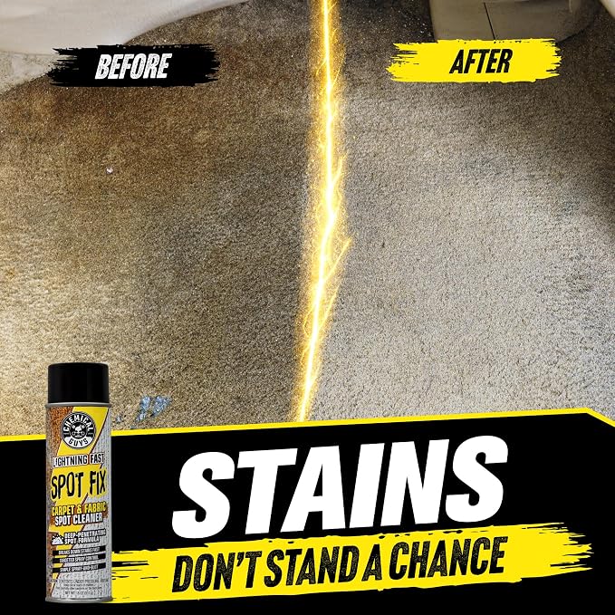 Lightning Fast Carpet Spot Cleaner 18 oz Aerosol, Fabric Stain Extractor For Car Carpets, Seats, Floor Mats And Upholstery With Precision Spray Application (2 Pack)