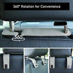 Car Seat Back Hook Metal with Suede Universal Vehicle Headrest Hangers Interior Storage Organizer for Purse Handbag Coat Grocery Bags 2 Pack Light Gray