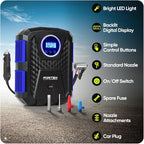 Tire Inflator Portable Air Compressor, Air Pump for Car Tires and Bikes, Car Tire Pump w/Auto Shut Off, 150 PSI, 12V DC, LED Light, Carrying Case, Perfect For Men, Women