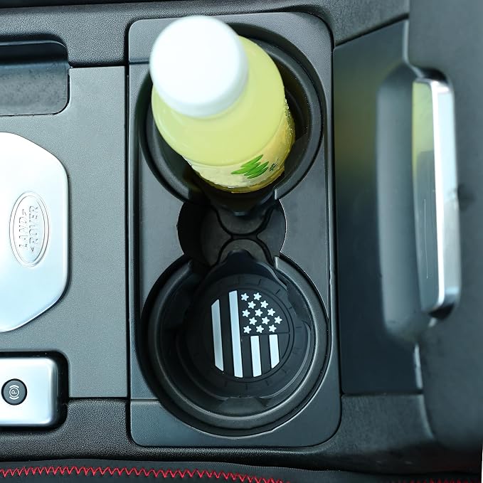 Car Cup Coaster Universal Non-Slip Silicone Cup Holder Insert Car Interior Accessories for Drink American Flag US Flag 4 Pack Black