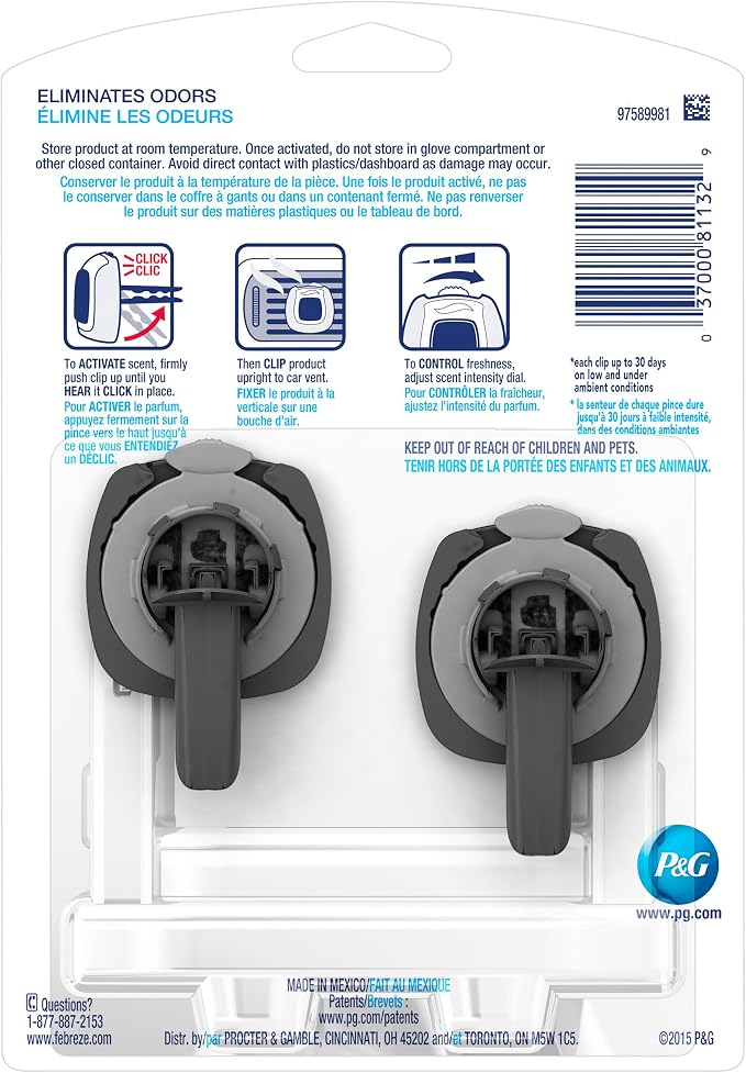 Air Freshener, CAR Vent Clip Air Freshener, Midnight Storm Air Freshener (2 Count, 0.13 oz)(Pack of 8)