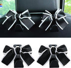 Car Seat Headrest Hook Cute Bowknot Vehicle Hanger Car Storage Organizer for Handbag Purse Coat Grocery Bag Black