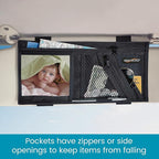 Car Visor Organizer with Secure Zip Pockets, Sunglasses Holder and Clear Registration and Insurance Pocket - Heavy Duty Straps Fit Most Car, SUV and Truck Visors