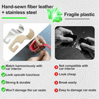 Car Seat Headrest Hook, Universal Vehicle Storage Hanger, Leather with Metal Car Seat Back Organizer for Handbag, Purse, Coat, Ergonomic Design, Beige 2 Pack