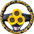Sunflower Steering Wheel Cover Cute and Handmade,Leather Universal Steering Wheel Cover 15 inch, Fashionable Boho Sunflower Car Accessories for Women,Top Girl Car Accessories