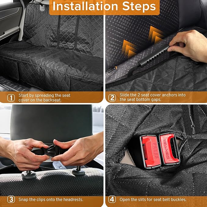 Dog Car Seat Cover for Back Seat Compatible with Jeep Grand Cherokee/Grand Cherokee L 2011-2025 2026 Accessories, Waterproof & Non-Slip SUV Pet Bench Rear Seat Covers