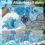 2 Pack Car Seat Towel Covers, Sweat-Proof Microfiber Seat Protectors for Gym, Running, Beach & Workout, Breathable Quick-Dry, Machine Washable, Ink-Colored Sea Turtle Print, Universal Fit