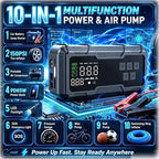 8000A Jump Starter with Air Compressor, Portable Tire Inflator, German-Tech Fast-Charging Power Bank Car Battery Booster for Car Owners Camping, Road Trips, Family Safety & Gift Giving (A3)
