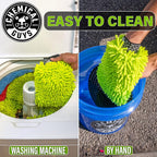MIC493 Chenille Premium Scratch-Free Microfiber Wash Mitt, Lime Green, 9.6" x 2.3" x 7" (Pack of 2)