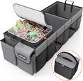 Trunk Organizer, Sturdy Foldable with Cooler for Car & SUV, 3 Compartments, Grey, 30.90”×12.60”×10.63”