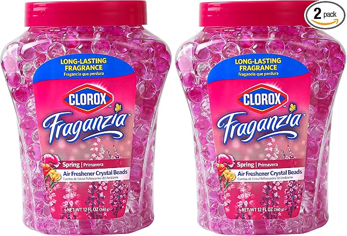 Fraganzia Crystal Beads Air Freshener Spring Scent Twin Pack Long Lasting Room Deodorizer Odor Eliminator Gel Beads Home Car or Office 2 Jars 24 FL OZ Total Passive No Setup Required