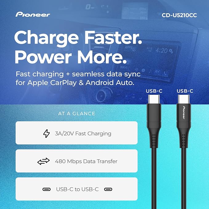 3.25 FT USB C to USB C Cable for CarPlay & Fast Charging Phone Charger Cord – Durable Silicone Car Charger Cord Type C for iPhone, Android, Wired Apple CarPlay & Android Auto