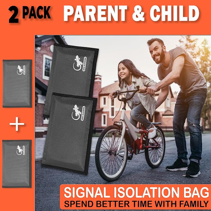Two Faraday Bags Anti-Tracking GPS RFID Signal Blocker Wallet Shielding Pouches (x2) Protective Cases for Cell Phone Car Key FOB, Data Privacy, Electronic Device Security (2 PACK - POCKET GRAY)