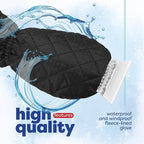 Ice Scraper with Glove [2 Pack] - Car Windshield Scraper for Ice and Snow w/Fleece Mitt - Quickly Scrape and Remove Snow While Staying Warm - Waterproof - Car Scraper Snow Brush (Black)