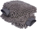 Absorbent Microfiber Car Wash Drying Mitts, 2 Pack, Gray, 10.44" L x 9.06" W