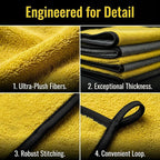 Microfiber Towels for Cars, 800GSM Car Cleaning Towels, Soft Microfiber Cleaning Cloths for Car Washing, Drying, Waxing, Buffing and Polishing, Scratch-Free Auto Detailing Towels, 6 Pack, 12 x 16 Inch