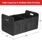 Car Trunk Organizer, 2 Compartments Collapsible Trunk Storage, Anti-slip Design, Made of Waterproof 600D Oxford Polyester, Suitable for SUV, Minivan, Truck, Standard Size, Black New