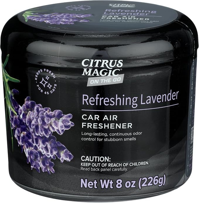 On The Go Odor Absorbing Solid Car Air Freshener, Refreshing Lavender, 8-Ounce, Pack of 1