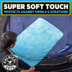 Woolly Mammoth Large Microfiber Drying Towel - 36 x 25 Inch Blue, Ultra Plush Super Absorbent Car Drying Towel for Cars, Trucks, SUVs, Motorcycles, RVs, and Auto Detailing - 2 Pack