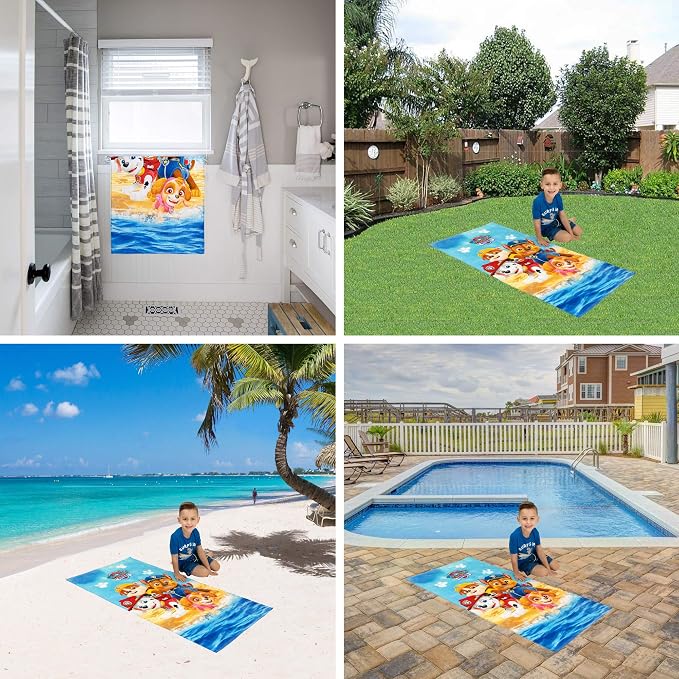 Kids Super Soft Cotton Bath/Pool/Beach Towel, 58 in x 28 in, Paw Patrol