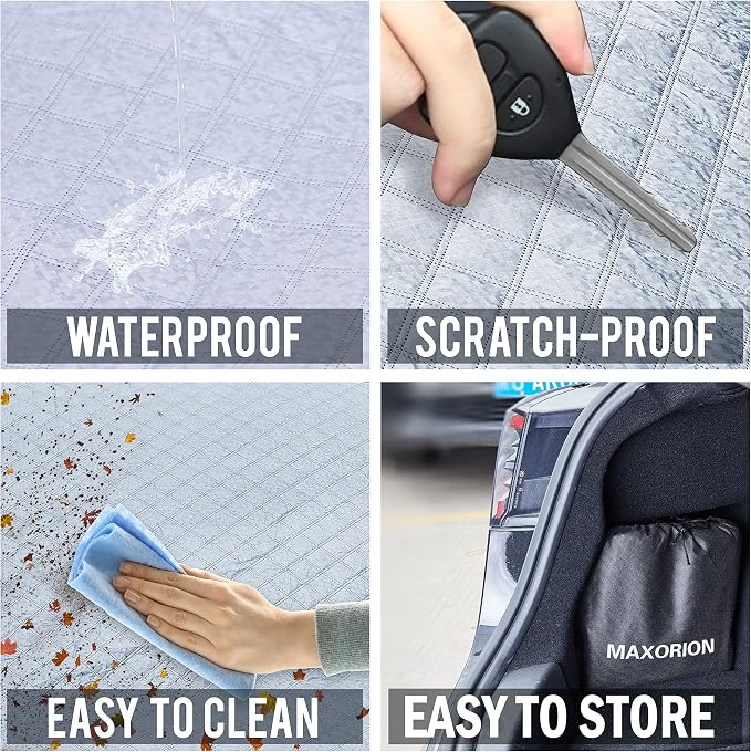 MAXORION Custom Fit Windshield Snow Cover for Tesla Model 3 & Y. Windshield Cover for Ice and Snow Comes with Heavy Duty Ice Scraper & Snow Brush. Tesla Model 3 & y Accessories. 69x55 inc
