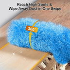 5-in-1 Microfiber Duster Kit with 100” Extension Pole – Reinforced Stainless Steel Telescopic Handle for High Ceiling Fans, Cobwebs & Vents – Multi-Head Dusters for Cleaning with Anti-Spin Pole