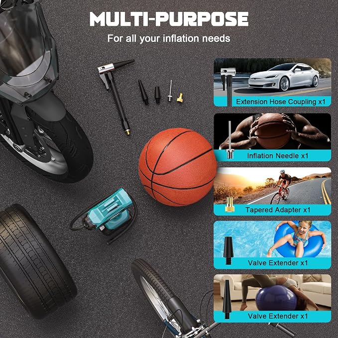 Tire Inflator Air Compressor Compatible with Makita 18V Battery, 160PSI Cordless Portable Electric Air Pump with Digital Pressure Gauge for Car Motorcycles Bike Sport Ball Auto (Tool Only)
