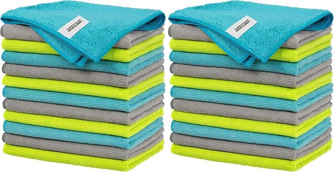 Microfiber Cleaning Cloth - Pack of 24, Multi-Functional Towels, Size: 12 x 16 in, Highly Absorbent Rags, Lint-Free, Streak-Free for Car, Kitchen, Home, Office