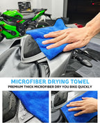 Motorcycle Cleaning Brush Kit, Easy Reach Brush, Wool Wash Mitt, Stiff Tire Brush, Detailing Brush& Microfiber Towel for Motorcycle Mudguard, Rims, Paint, Exhaust