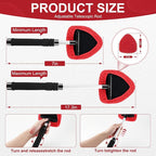 Windshield Cleaner Tool, Car Interior&Exterior Window Cleaning Tool with Extendable Handle & 4 Reusable Microfiber Pads, Auto Glass Wiper Brush Kit for Cars (Red)
